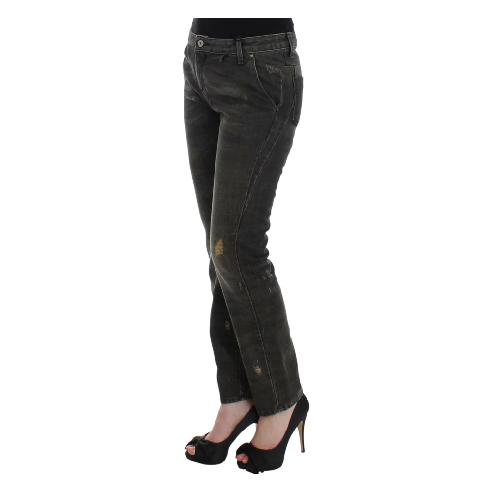 Costume National Grijze Straight Leg Distressed Jeans Gray Dames