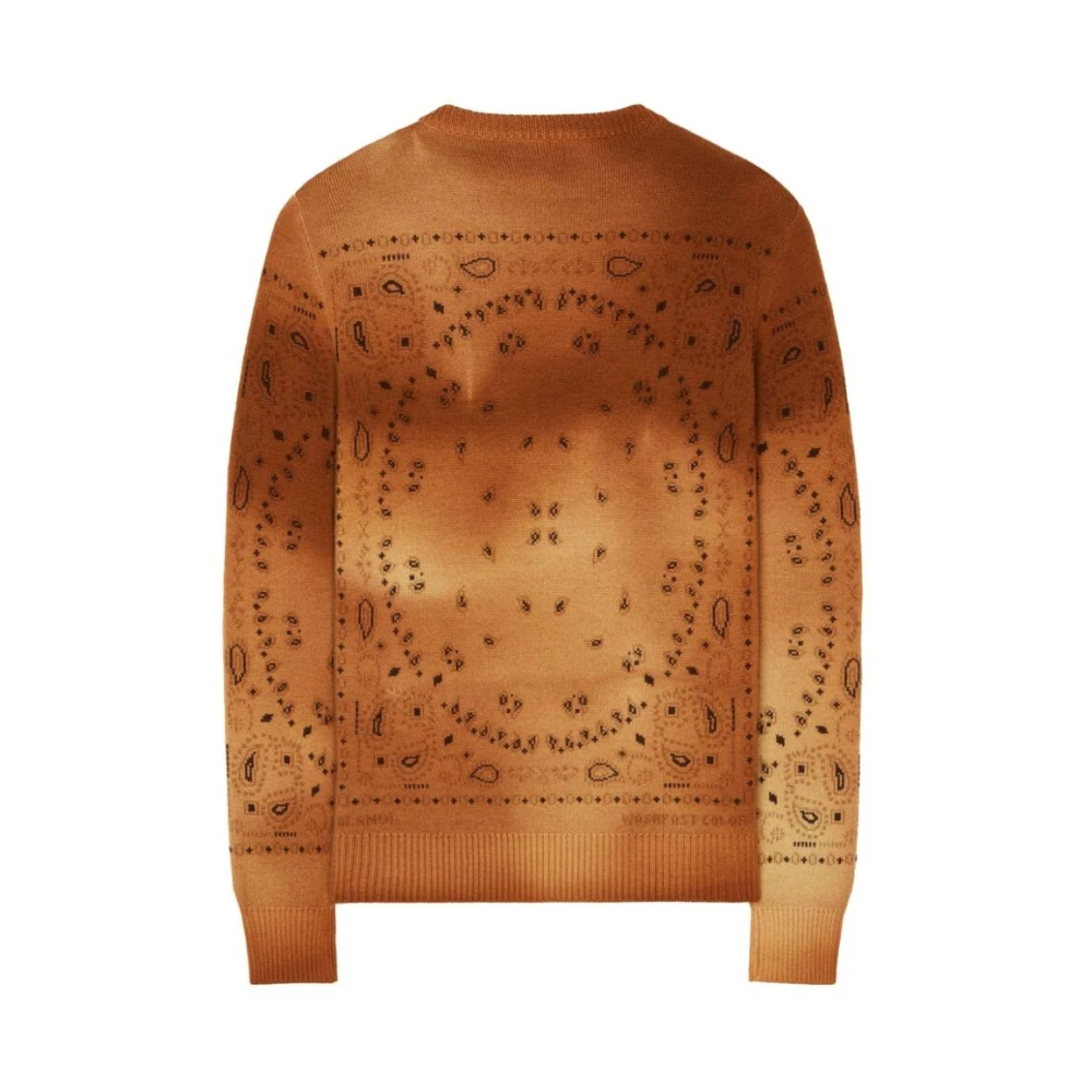 Alanui Paisley Gebreide Wollen Trui Brown Heren