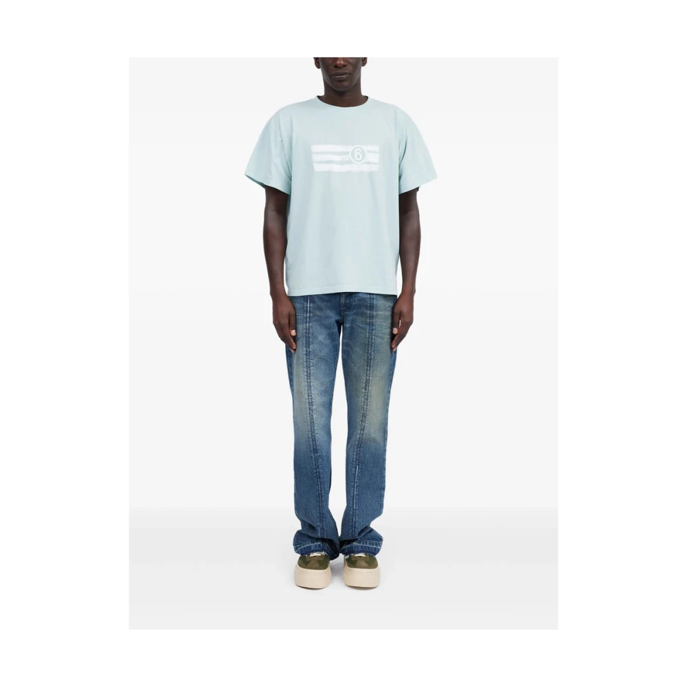 MM6 Maison Margiela Blauw Crew Neck T-shirt Blue Heren
