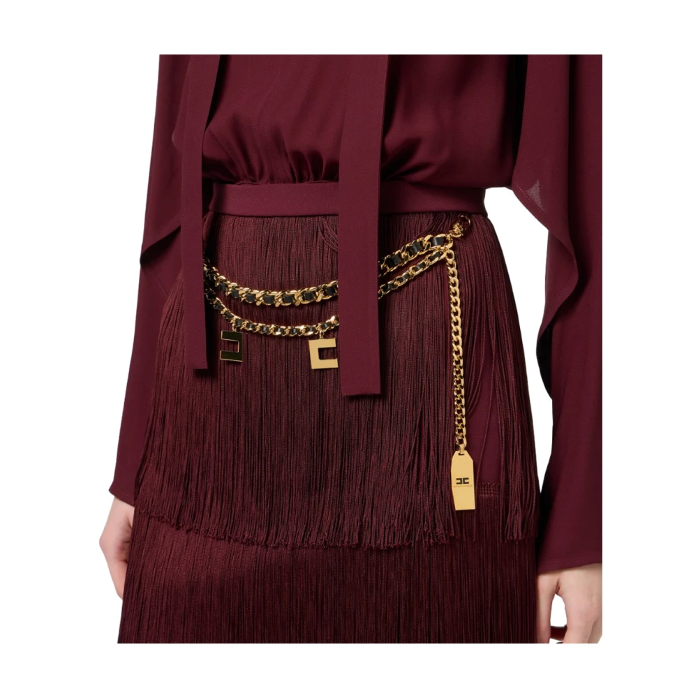 Elisabetta Franchi Jurk met franjes overhemd en sjaal Red Dames