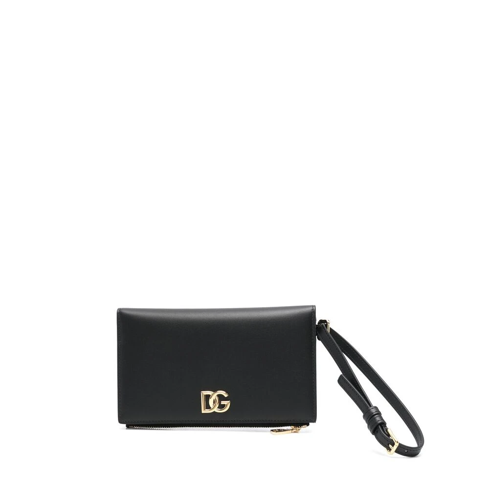 Dolce & Gabbana Zwarte Leren Polsband met Ritssluiting Black Dames