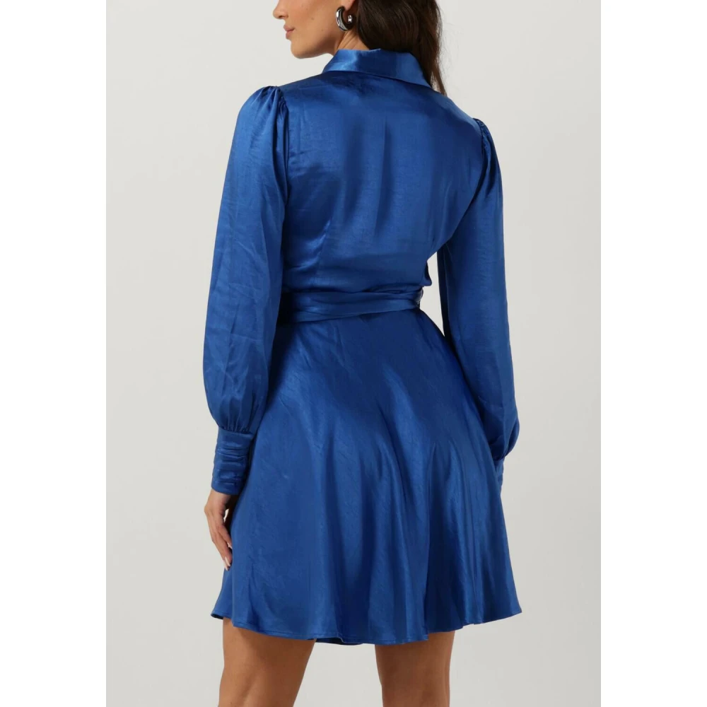 Notre-v Satin Jurk Lange Mouwen Kobaltblauw Blue Dames