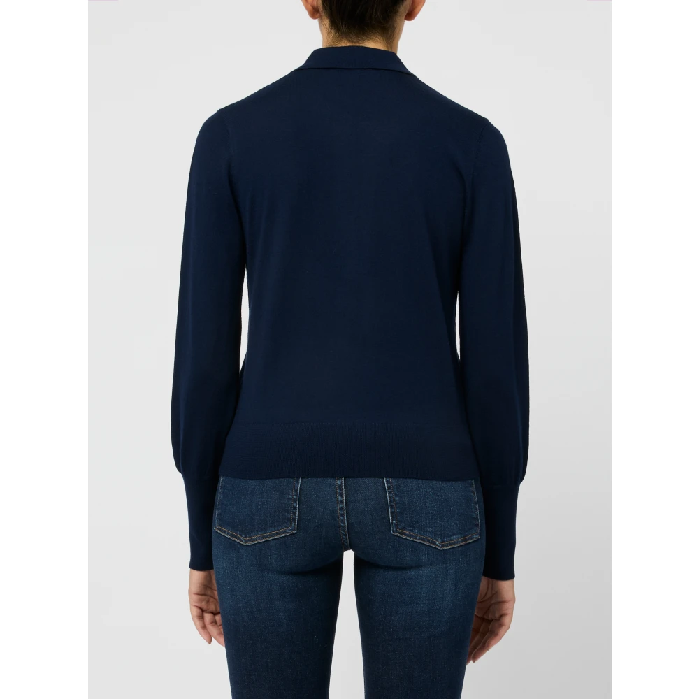 Kangra Blauwe Merino V-hals trui Blue Dames