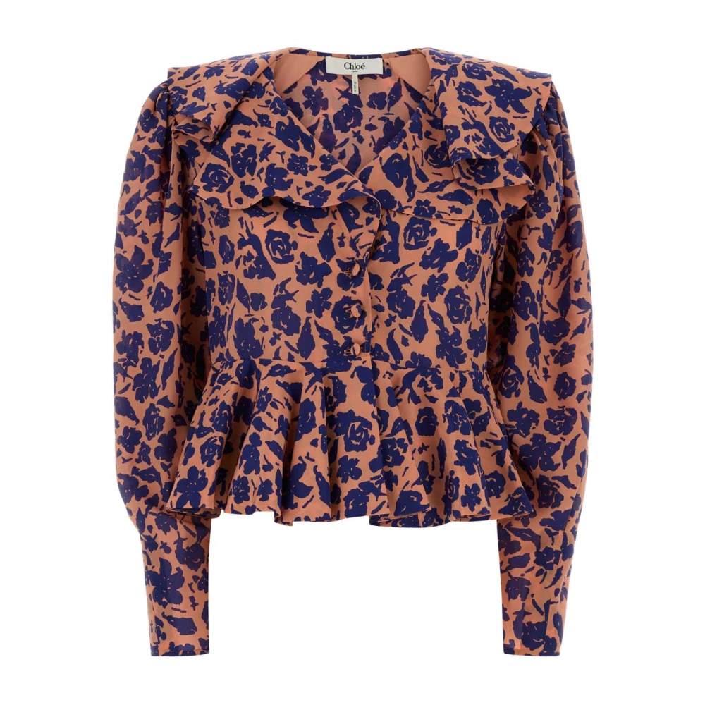 Chloé Women's Multicolor Blouses, Xs, V-Neck Ruffled Blouse