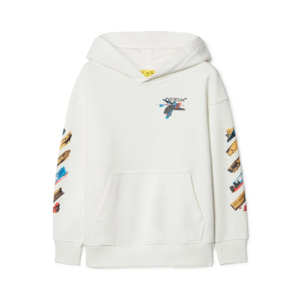 Off White Vit Hoodie Grafiskt Tryck Långärmad White, Pojke