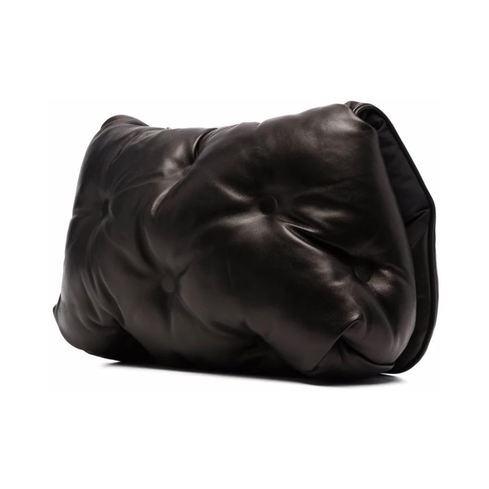 Maison Margiela Zwarte Schapenvacht Schoudertas met Logopatch Multicolor Dames