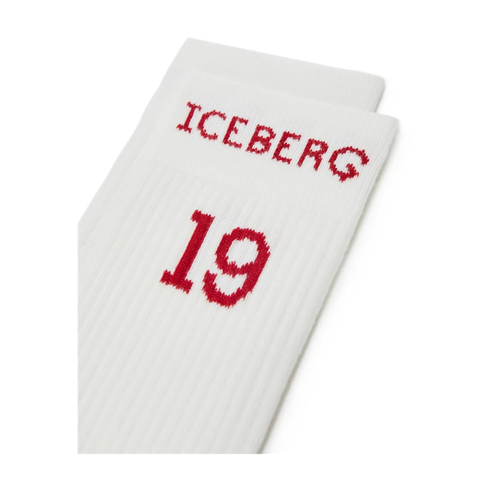 Iceberg Katoenen sok met logo en datum 19 en 74 Beige Heren