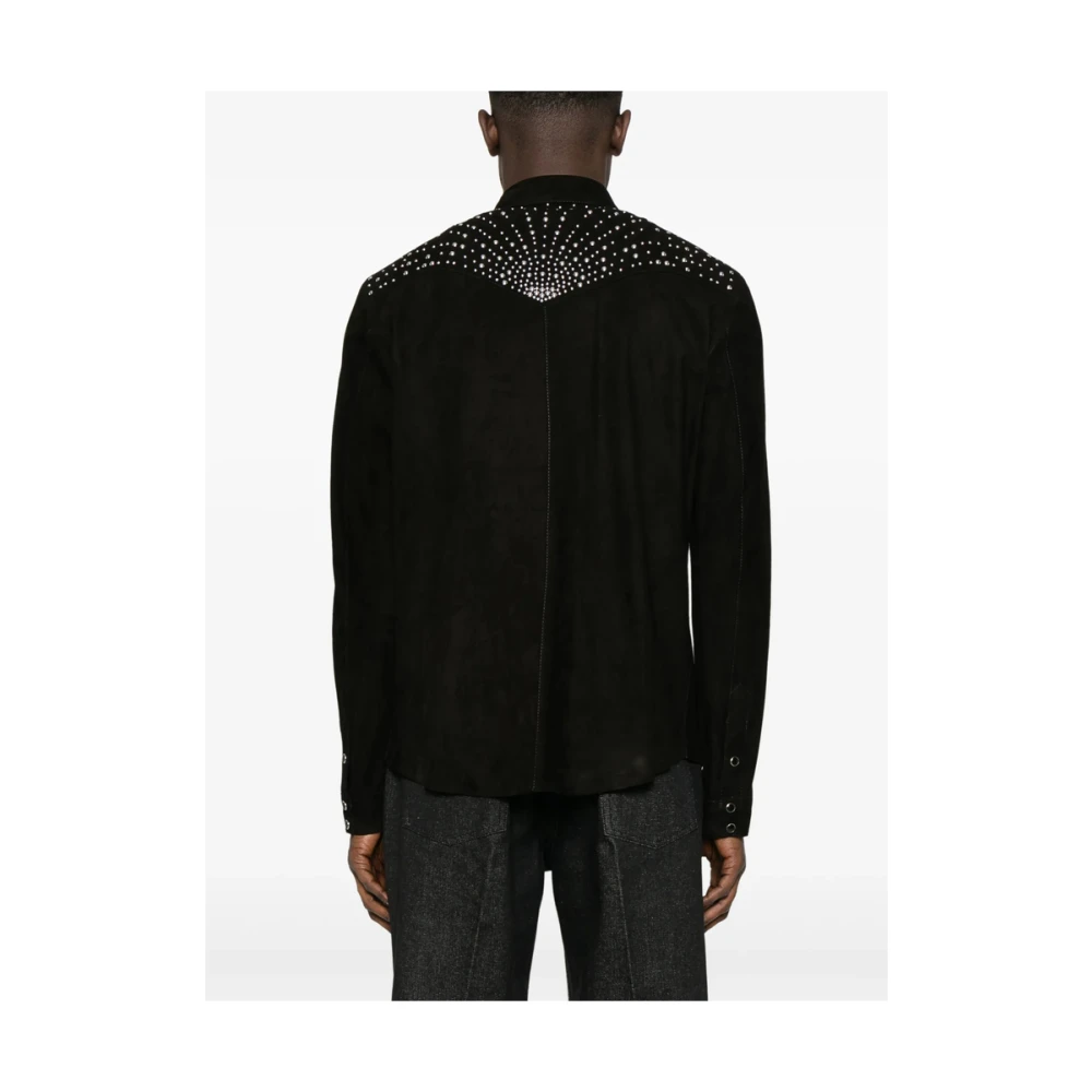 Salvatore Santoro Zwarte Stud Versierde Overhemd Black Heren