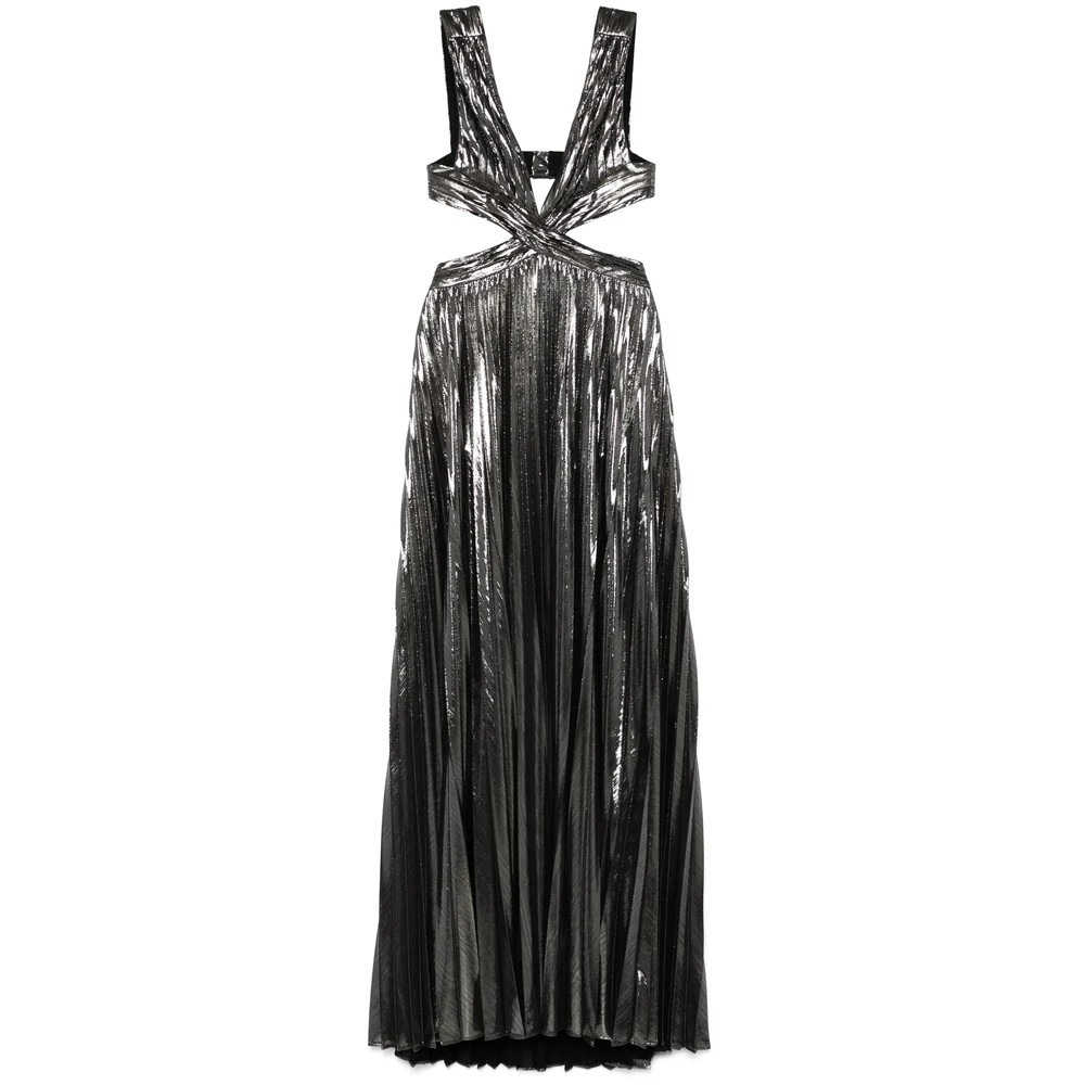 Retrofête Grijs Geplooide V-Hals Jurk Gray Dames