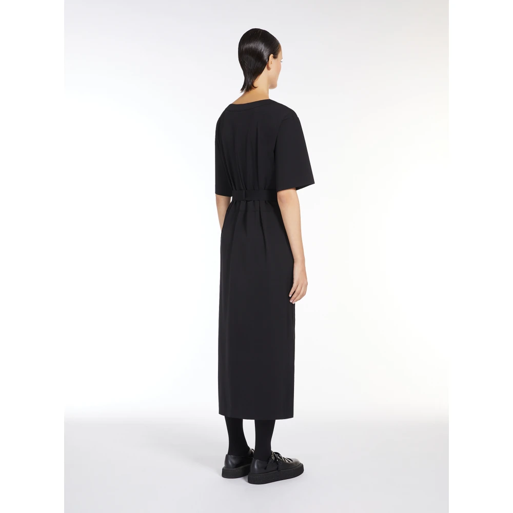 Max Mara Zwarte midi-jurk met lange mouwen Black Dames
