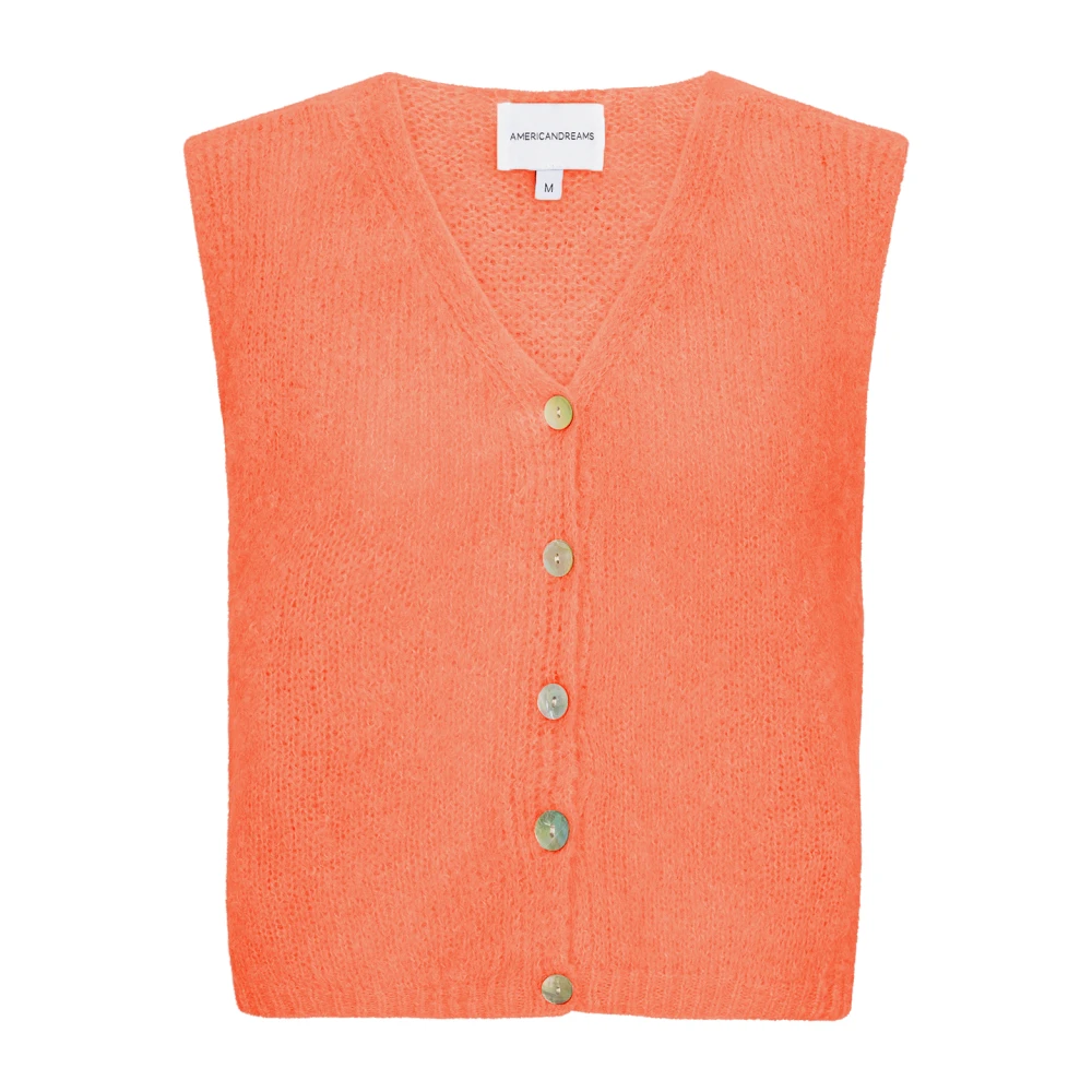 American Dreams Alpaca Wol Vest in Papaya Punch Orange Dames