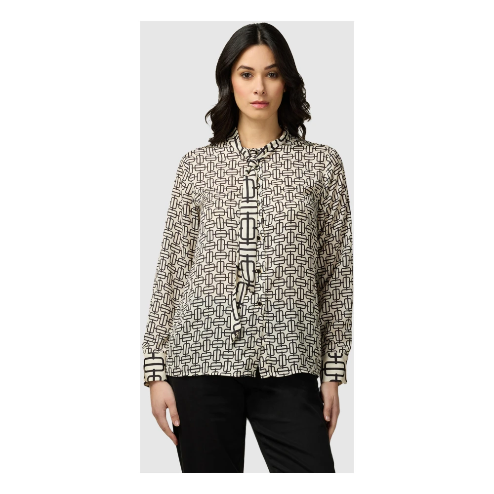 Oltre Satin Optical Hemdblouse met Strik Multicolor Dames