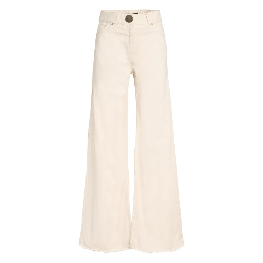Mother of Pearl Chloe Wide-Leg Jeans met Versierde Knoopsluiting Beige Dames
