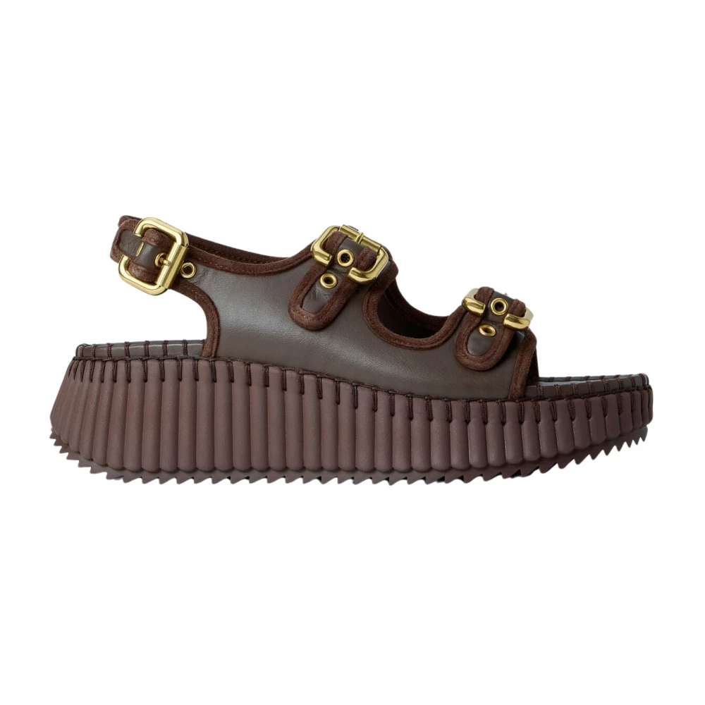 Chloé Nama Wedge Sandal - Female - Flat Sandals - Brown - 4 Uk - Shoes