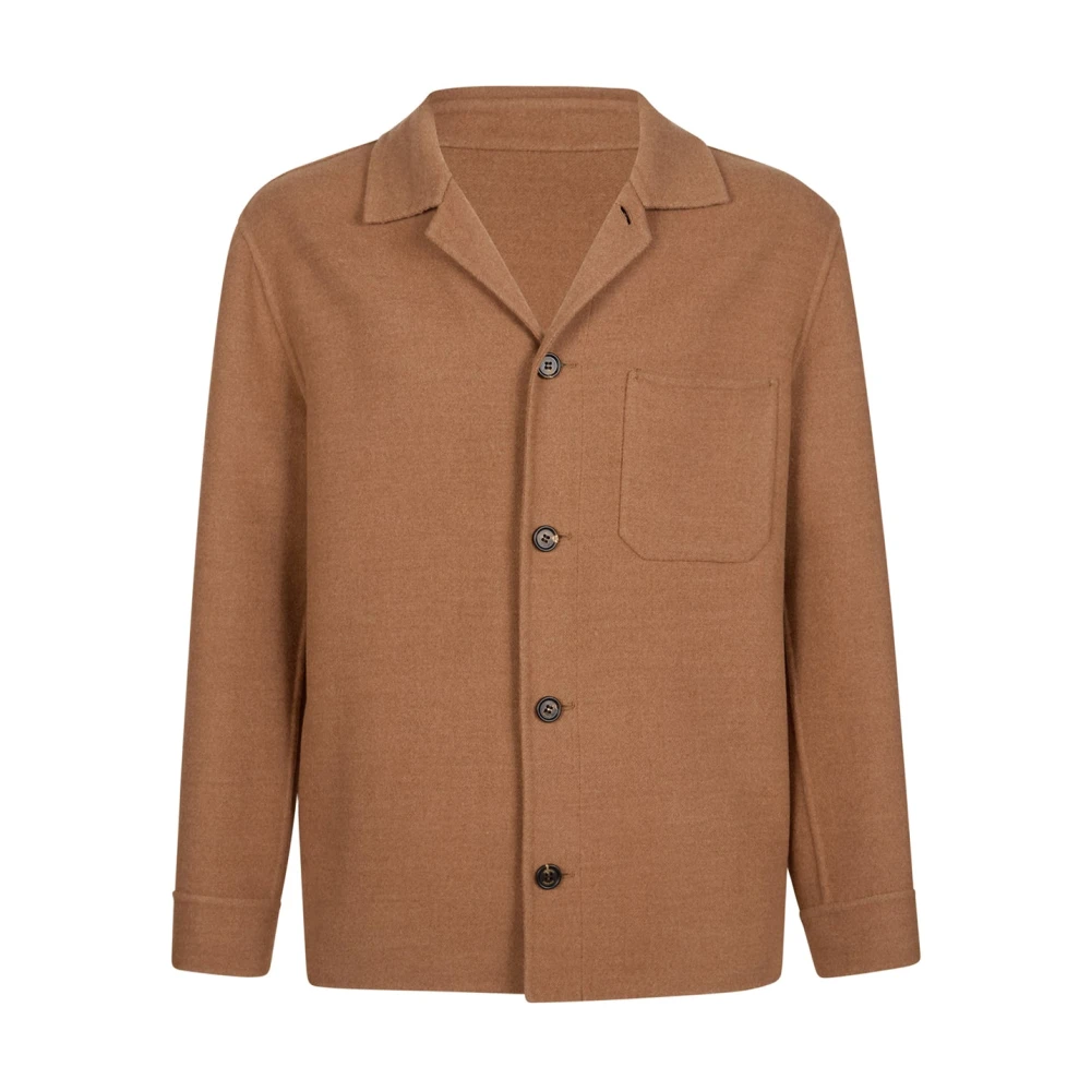 Eleventy Men's Brown 14 Micron Wool Overshirt