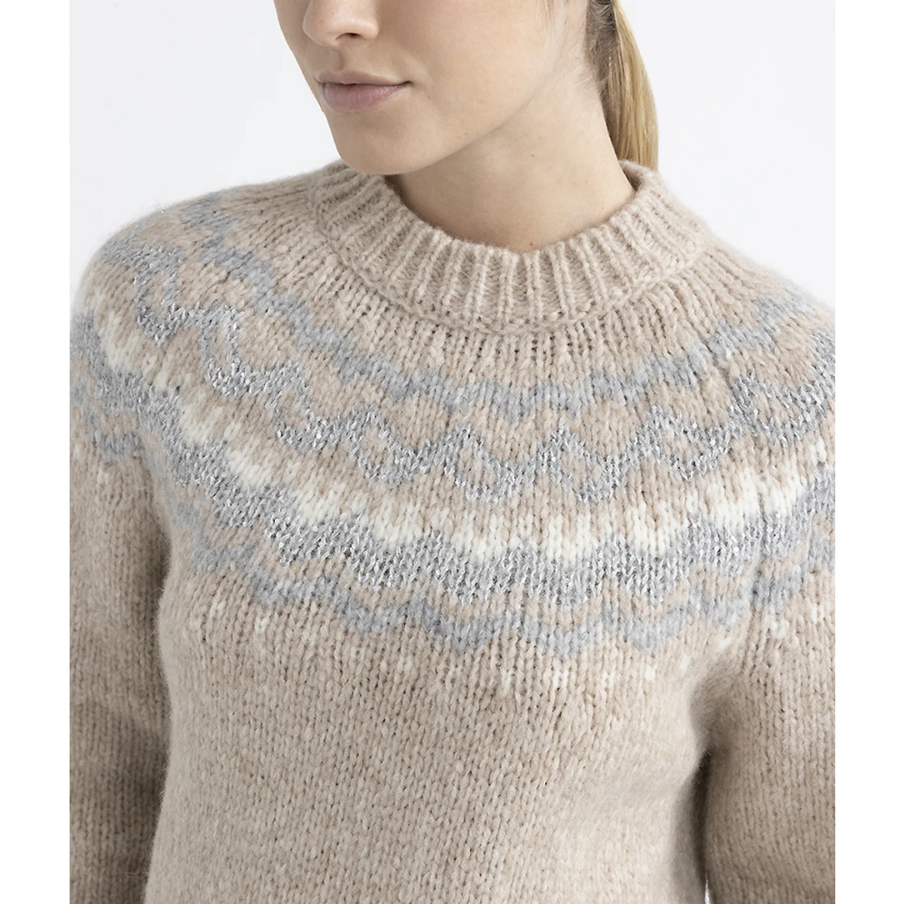 PESERICO Wol en alpaca jacquard trui Beige Dames
