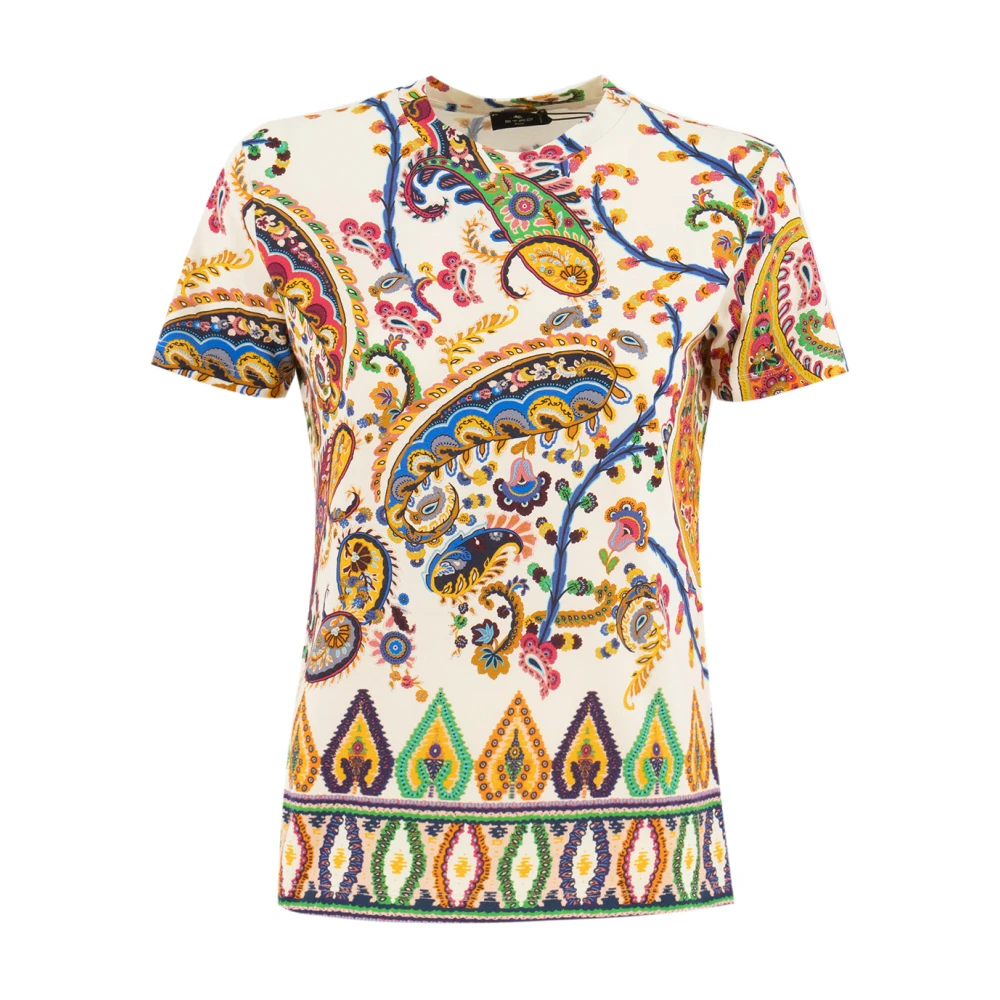 Etro Women's Multicolor T-Shirts, M, Printed Cotton T-Shirt