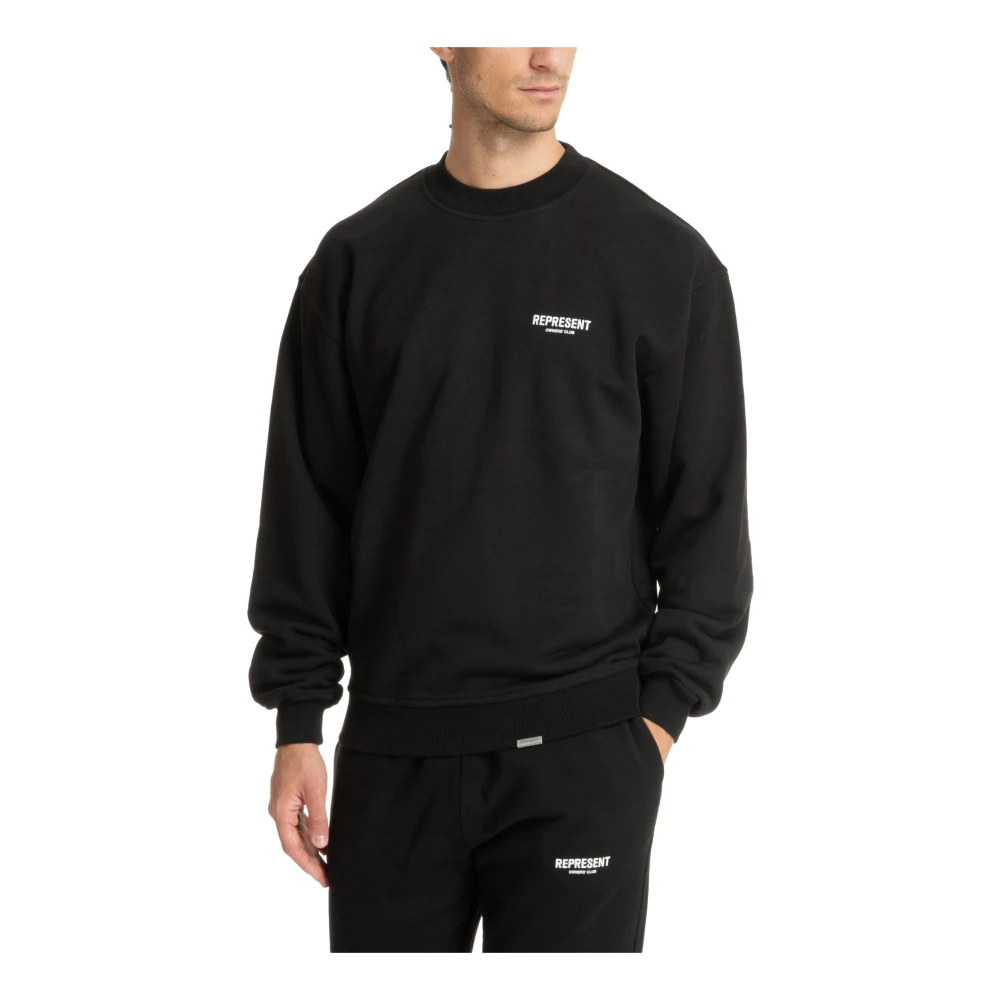 Represent Gestreept Logo Sweatshirt Black Heren