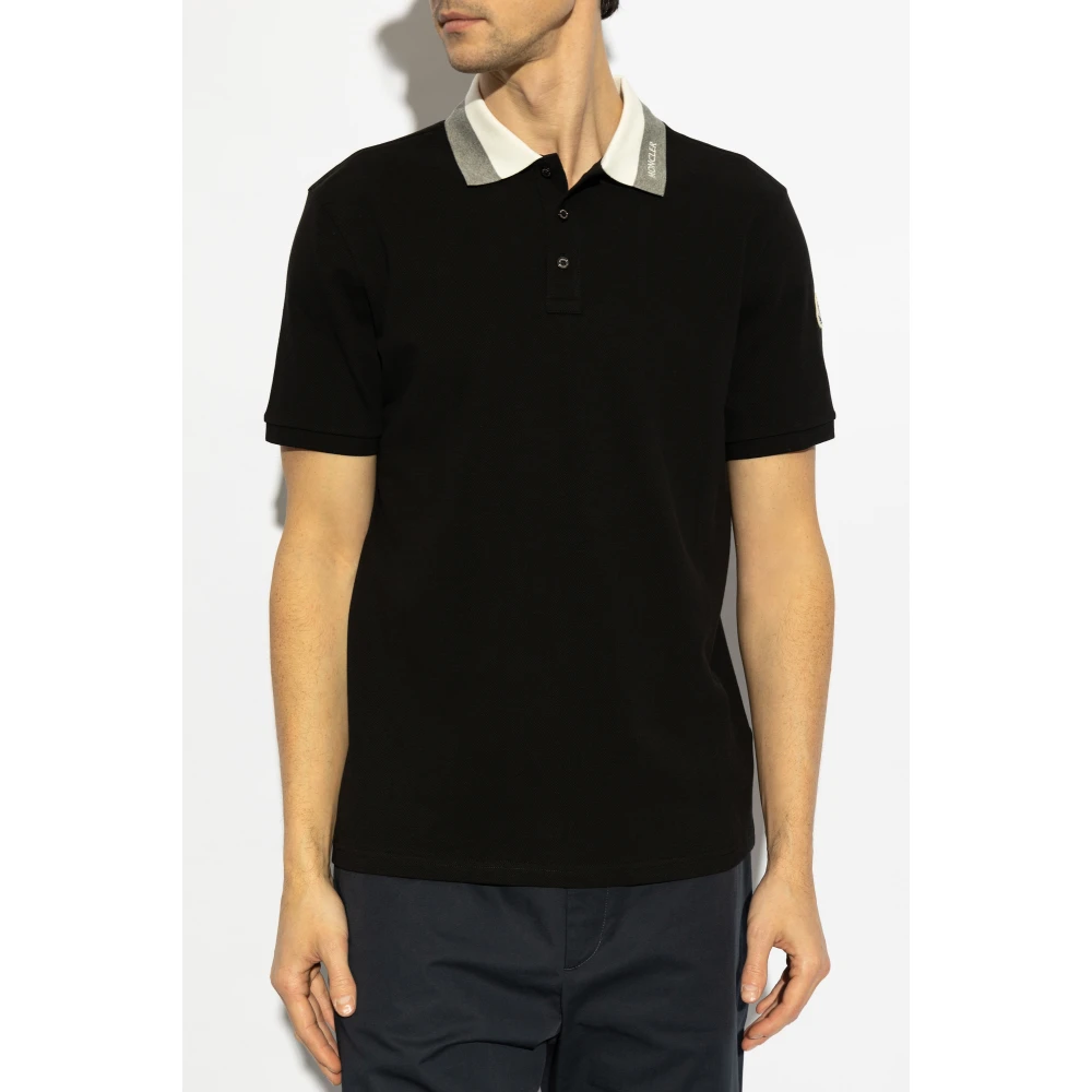 Moncler Katoenen polo met logo Black Heren