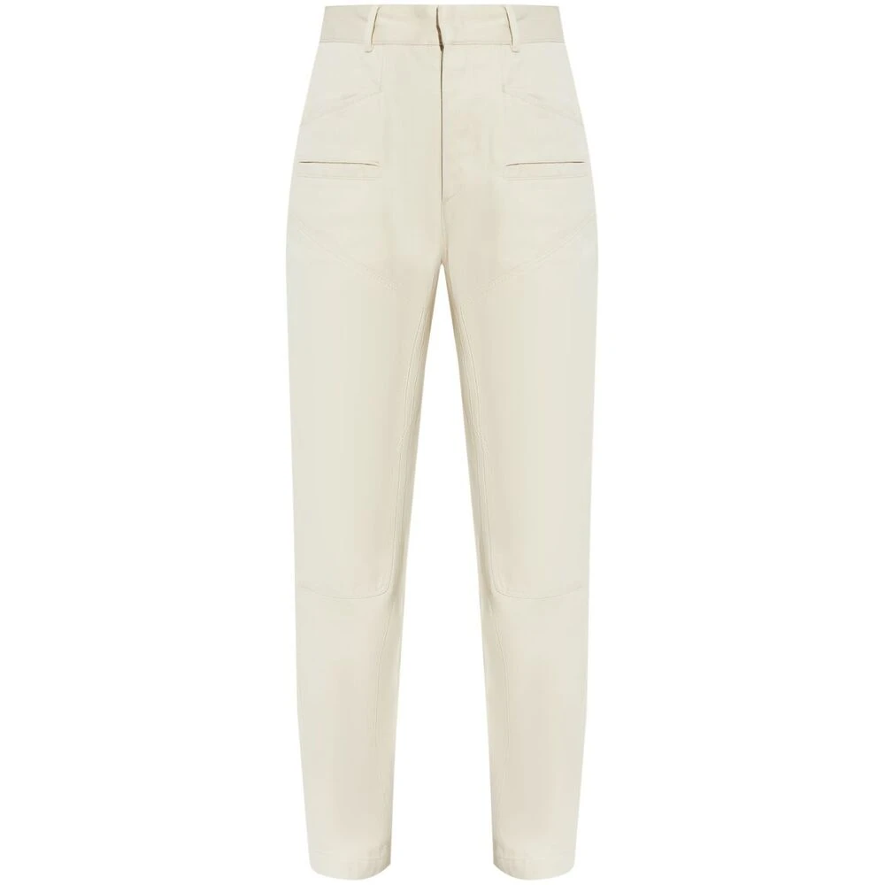 Isabel marant Ecru Katoenen Hoge Taille Broek Beige Dames