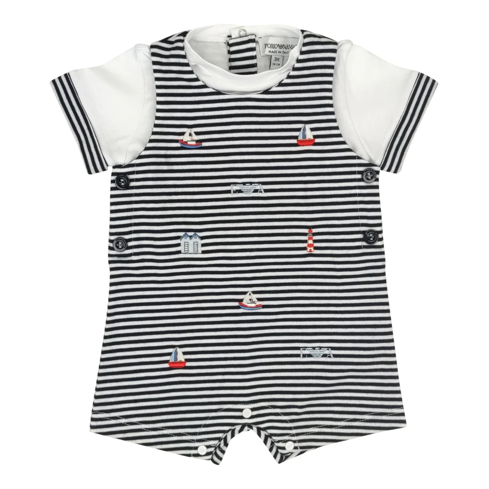 Emporio Armani Boys Multicolor Jumpsuits, 3 M, Striped Jersey Romper