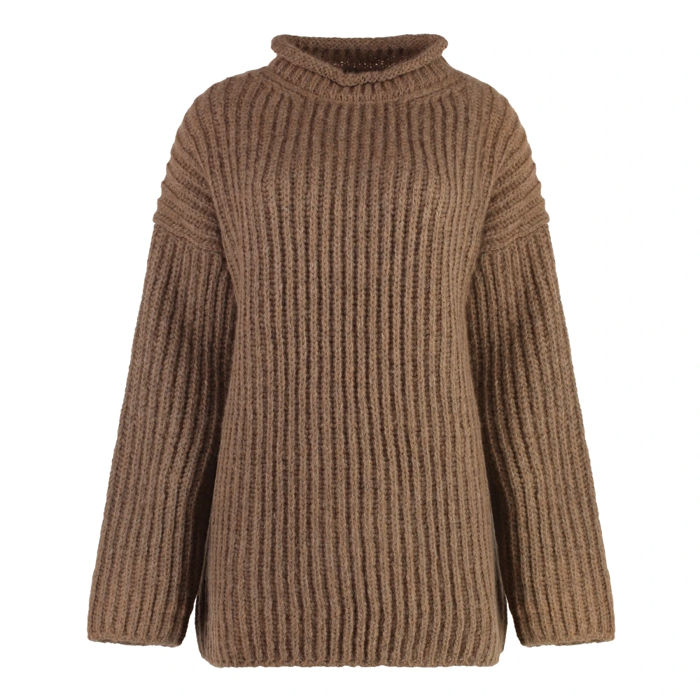 Malo Zachte Alpaca Blend Ribtrui Brown Dames