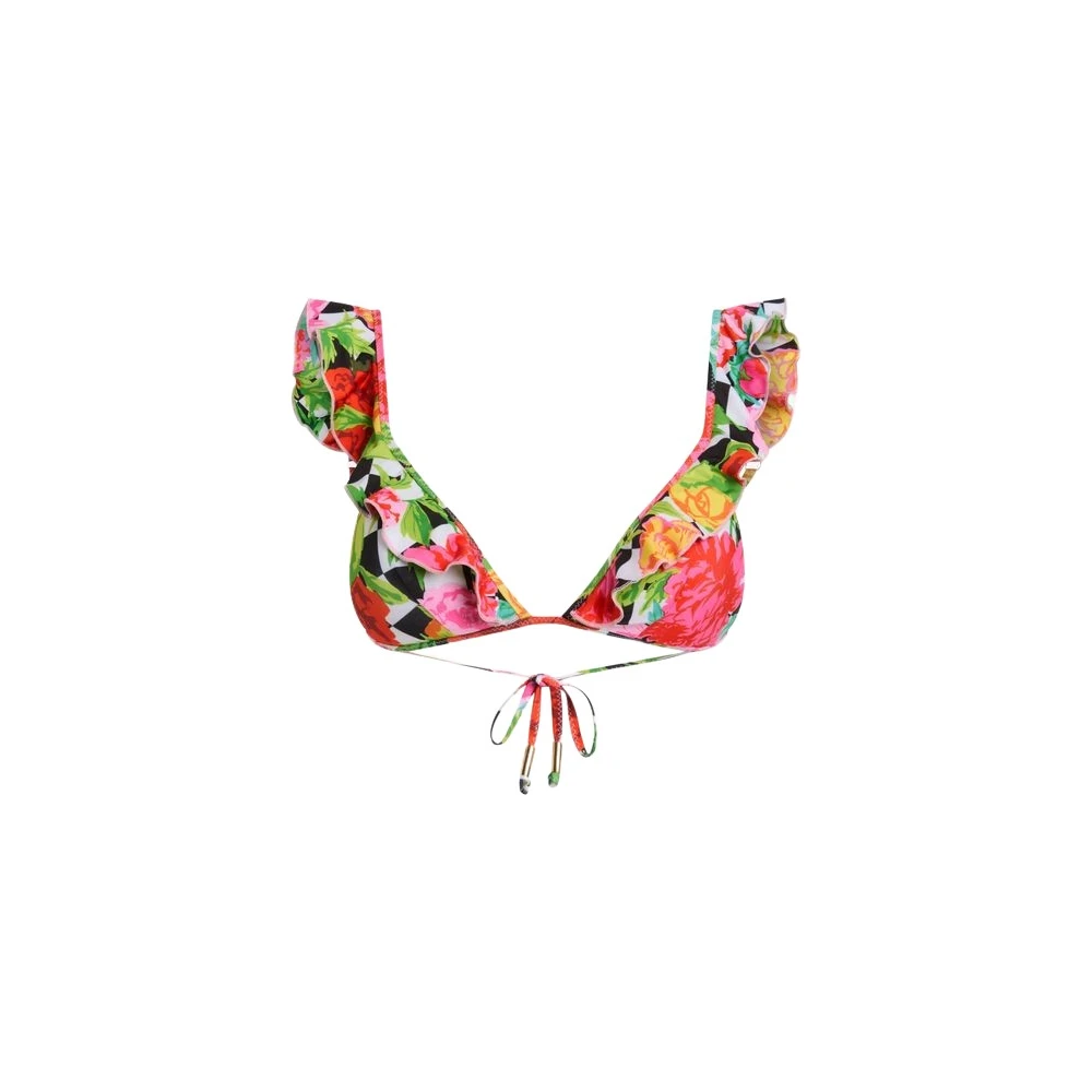 Moschino Multicolor Printed Lycra Triangle Bikini Top - Female - Bikinis - S - Swimwear