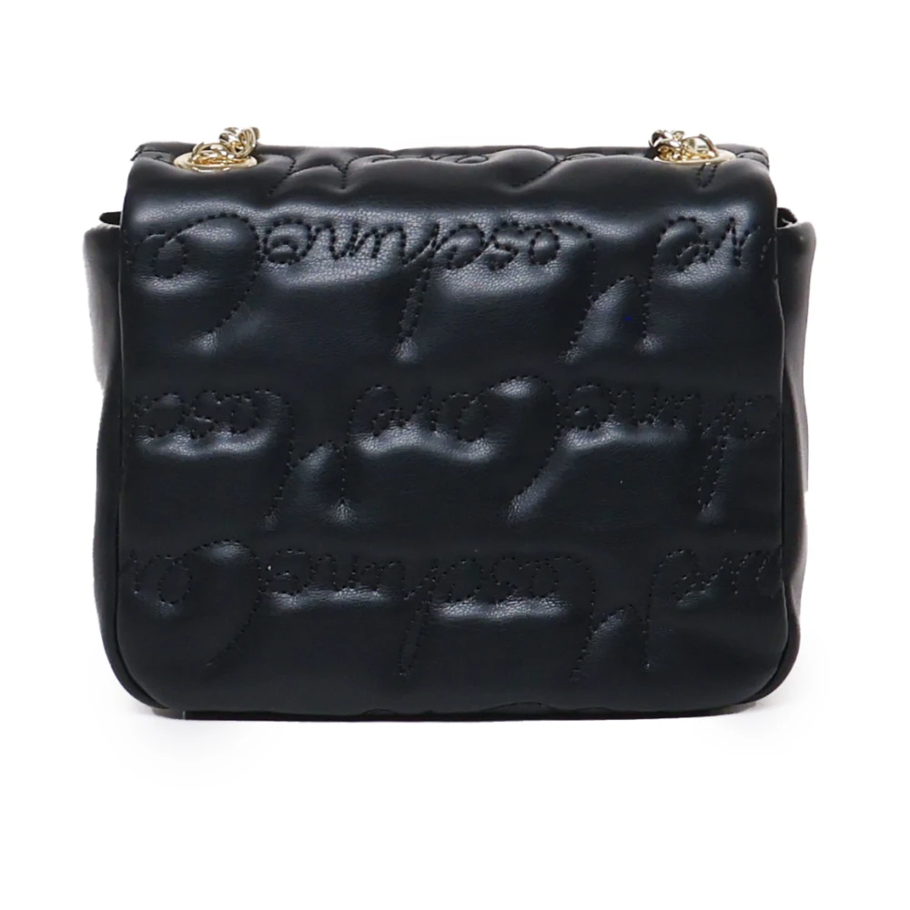 Love Moschino Zwarte Ecoleer Schoudertas met Metalen Logo Black Dames
