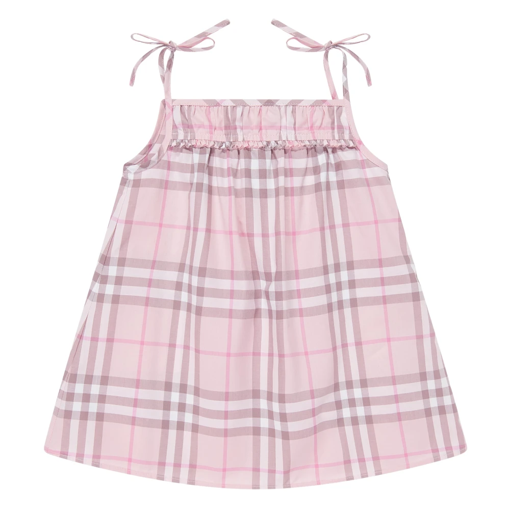 Burberry Girls Pink Dresses, 12 M, Betty Check Cotton Dress