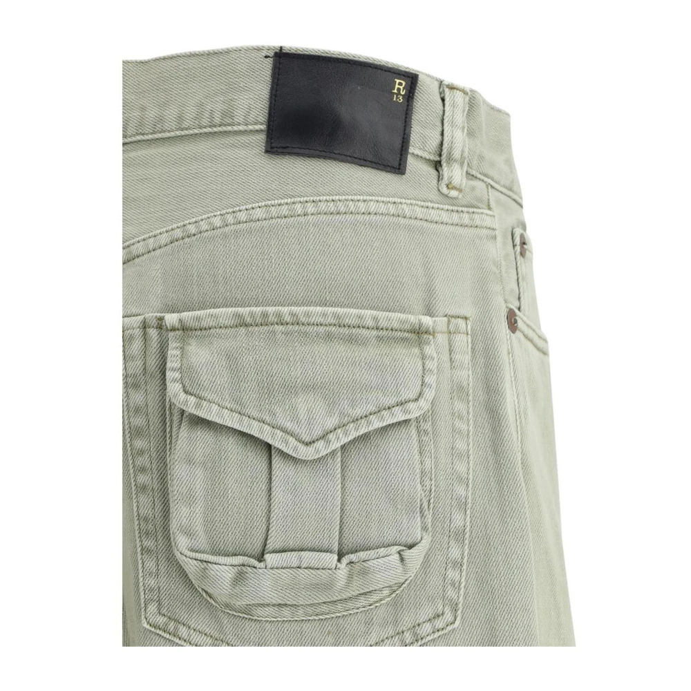 R13 Cargo Boot-Cut Jeans met Maxi Zakken Green Dames