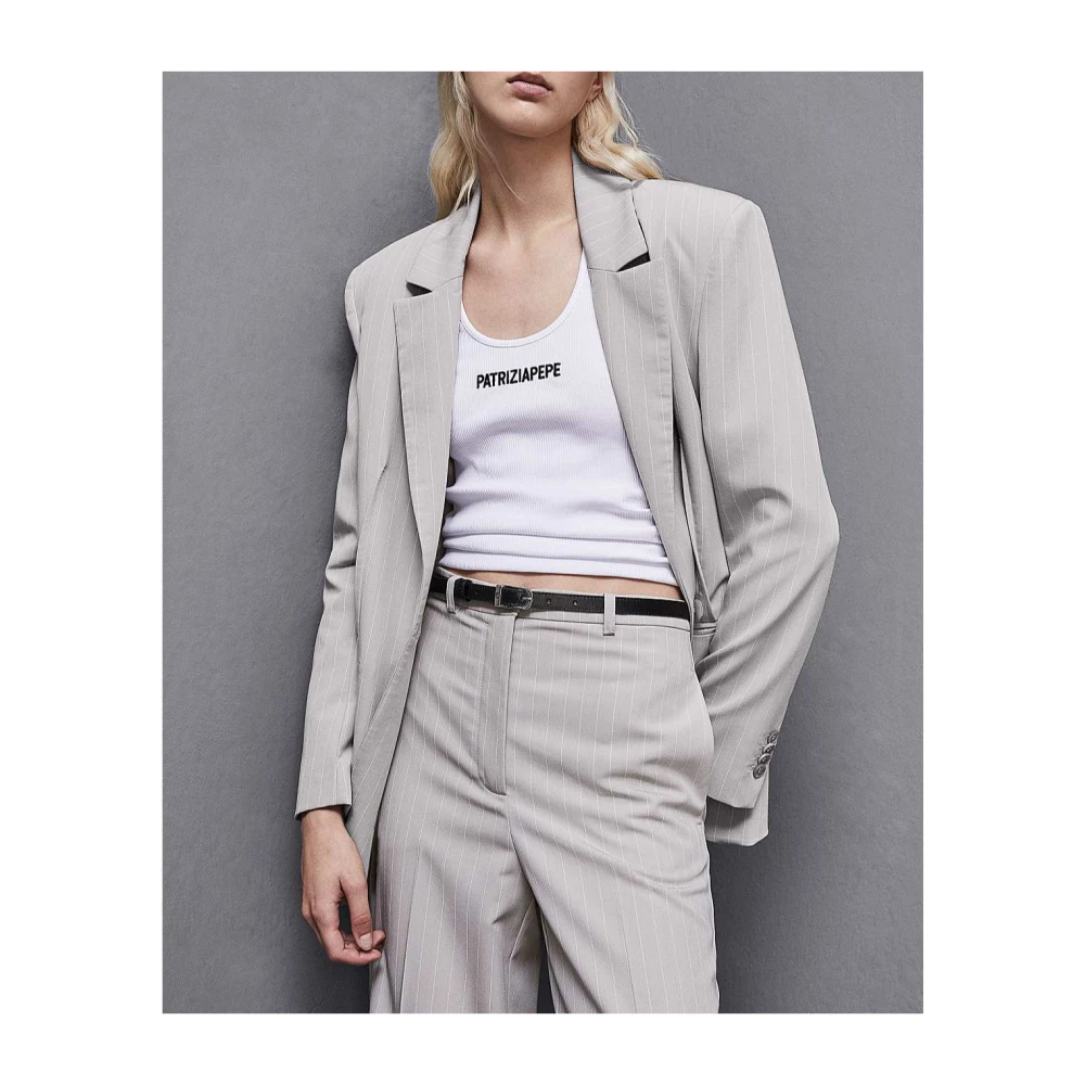 PATRIZIA PEPE Essentiële Ribtop in Costina Stijl White Dames
