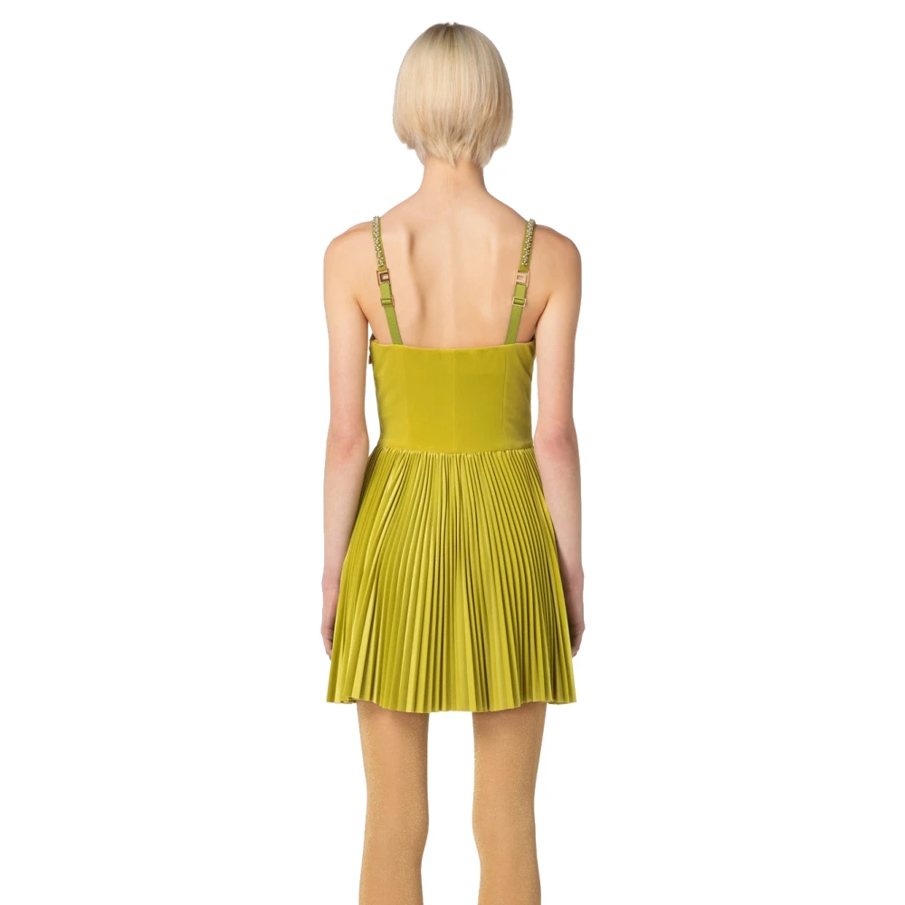 Elisabetta Franchi Fluwelen jurk met strass en kralen Green Dames