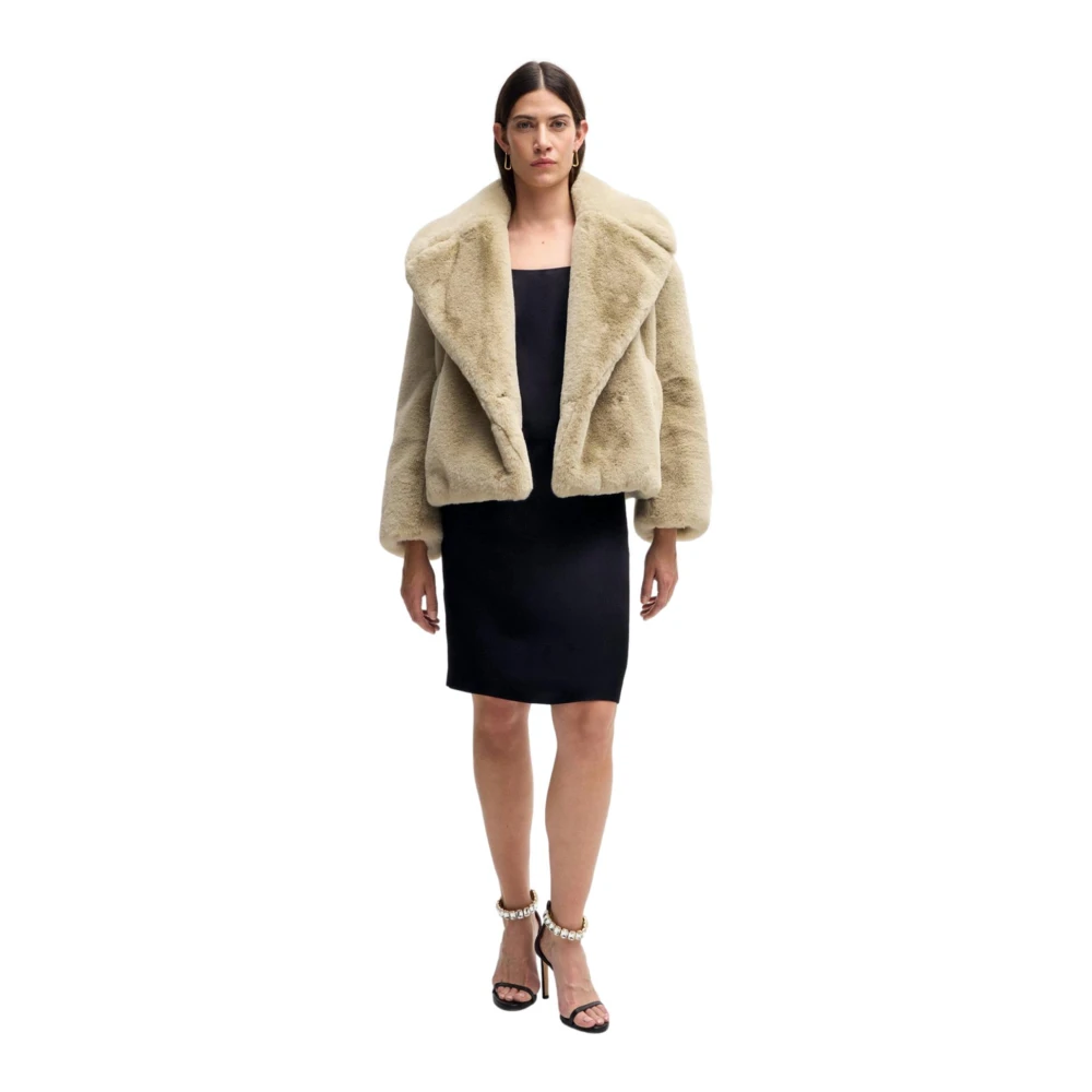 Hugo Boss Moderne Geknipte Nep Bontjas Beige Dames