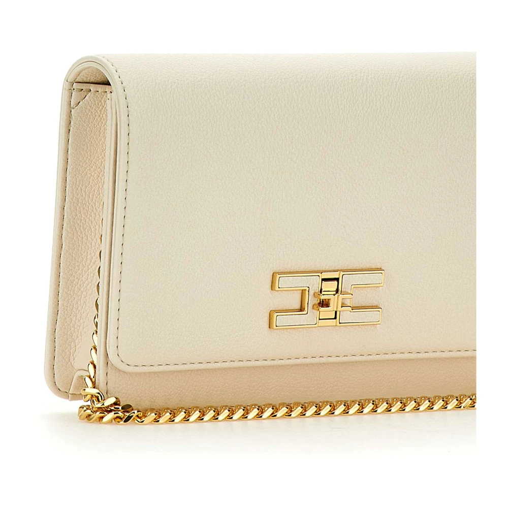 Elisabetta Franchi Witte Schoudertas met Gouden Ketting White Dames