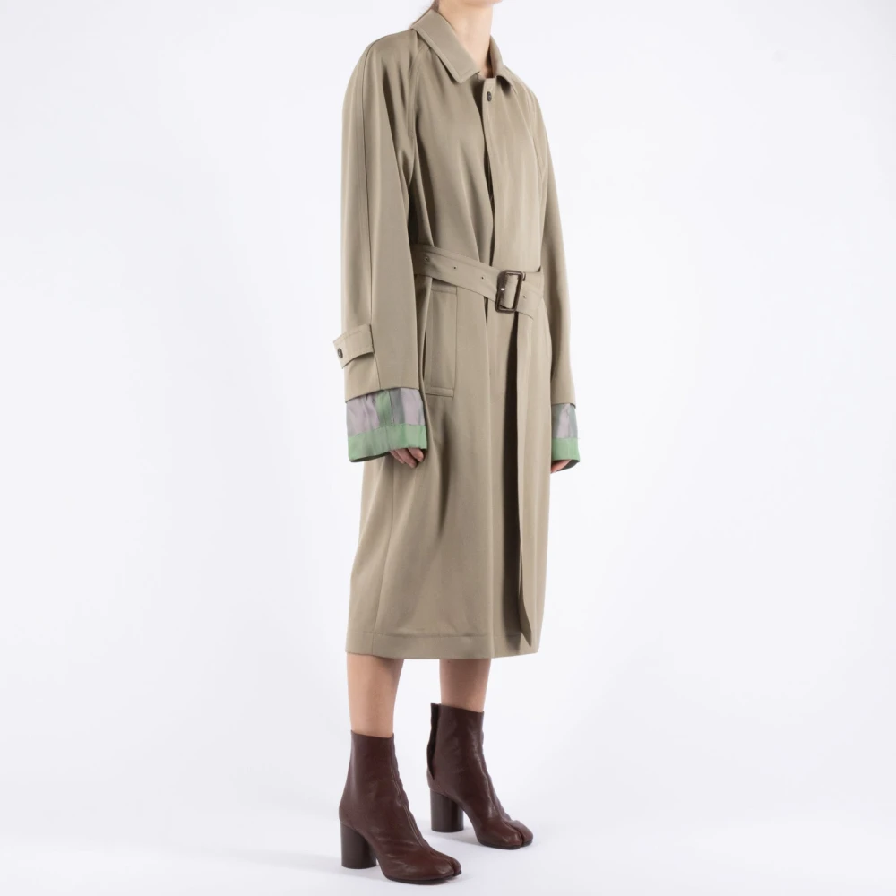 Maison Margiela Wollen Gabardine Trenchcoat Beige Dames