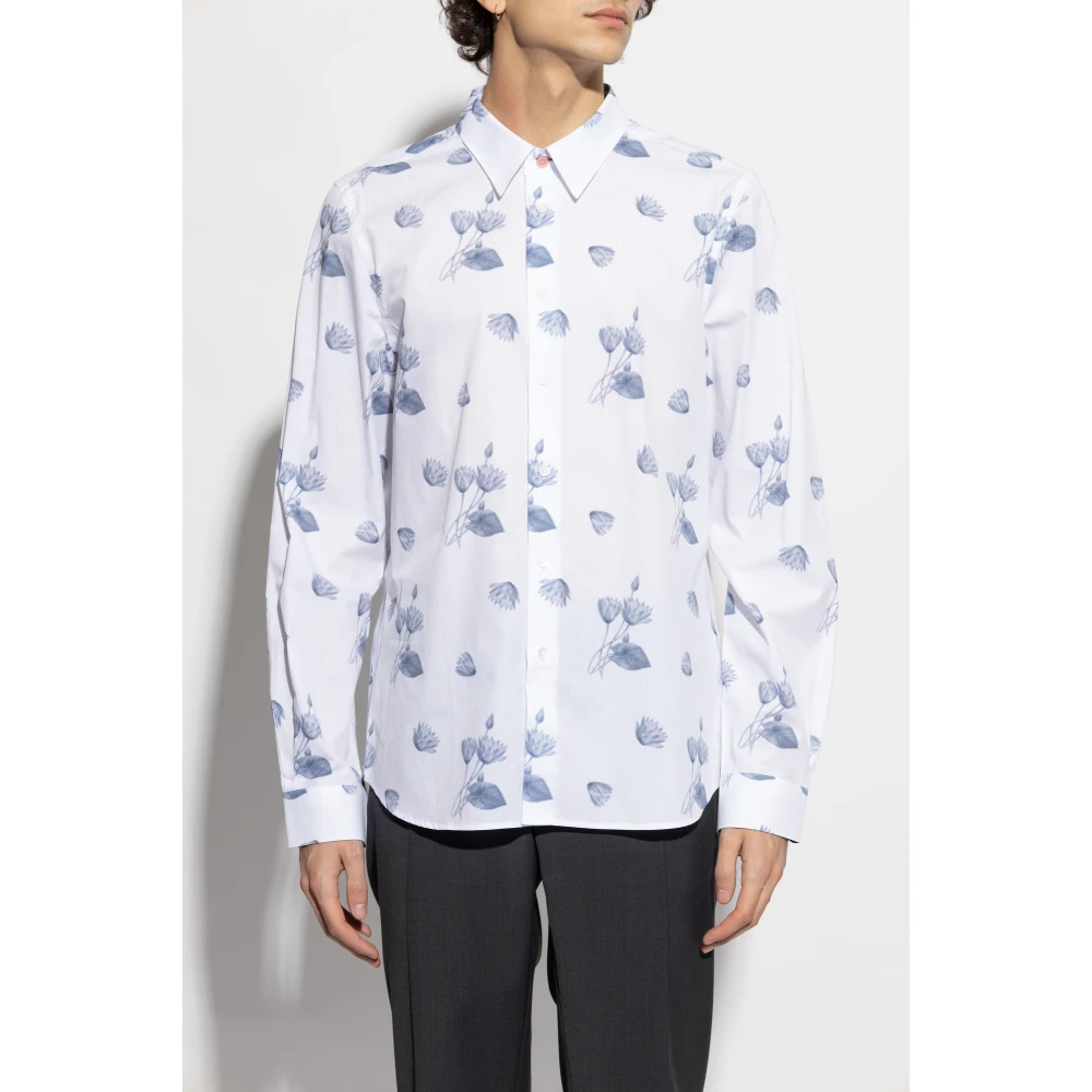 PS By Paul Smith Overhemd met bloemenmotief White Heren