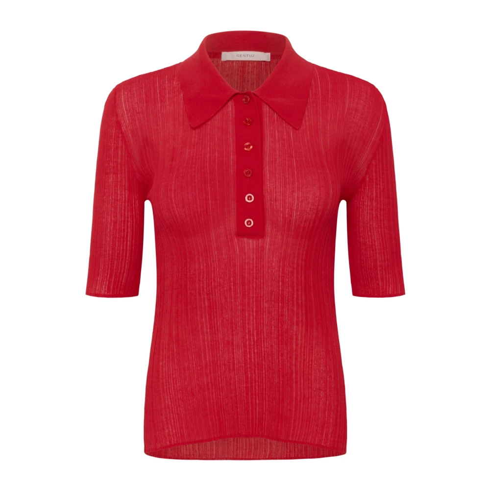 Gestuz Women's Red Round-Neck Knitwear - Polo Shirts - Xs - Tops
