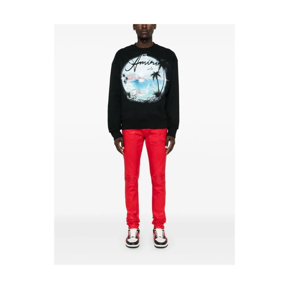 Amiri Rode Coated Denim Jeans Red Heren