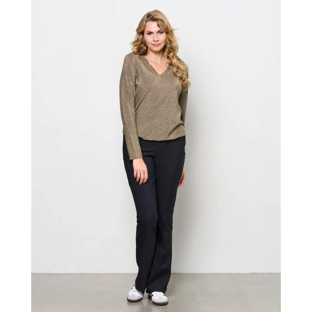 &Co Woman Lurex Longsleeve Top Vieve Yellow Dames