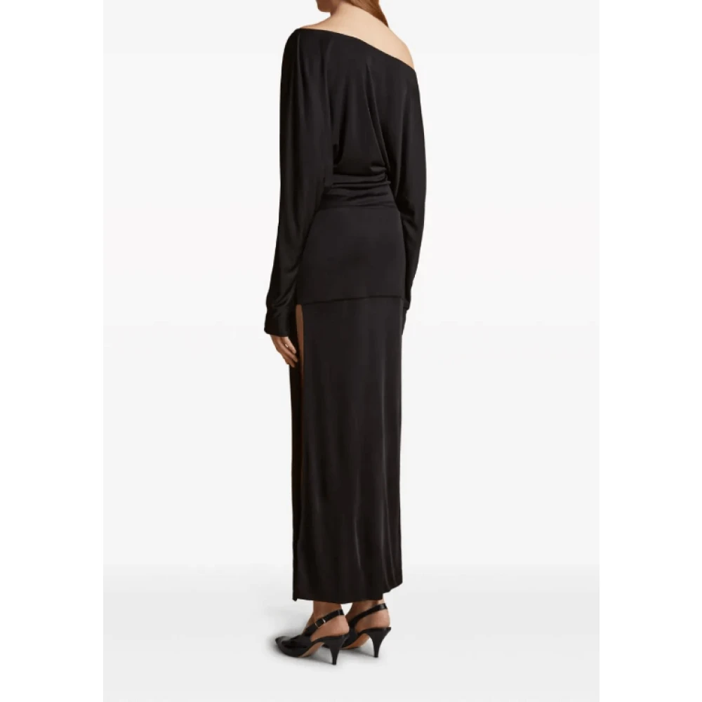 Khaite Zwarte Off-Shoulder Maxi Jurk Black Dames