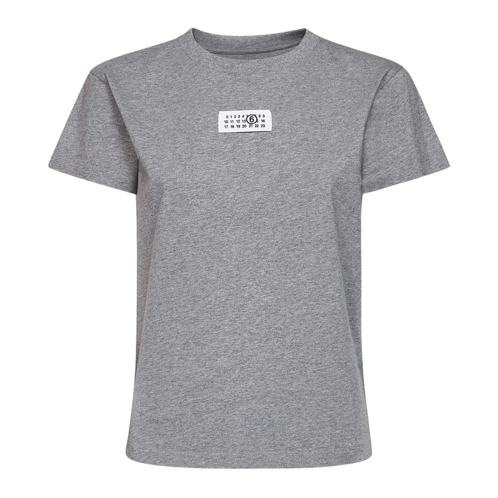 Mm6 Maison Margiela Women's Gray T-Shirts, M, Crew Neck T-Shirt