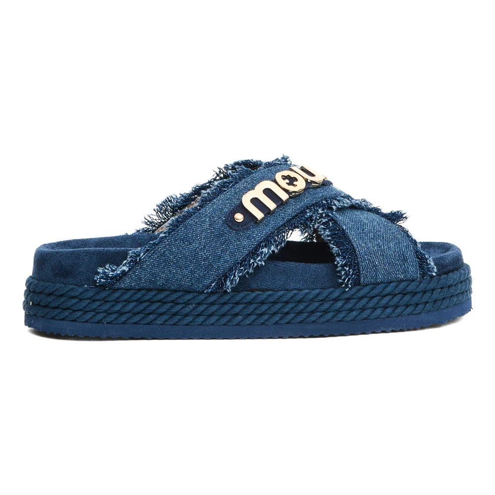 Mou, Skor, Dam, 35 EU, Denim, Denim Cross Sandaler Stilren Bekväm Chic