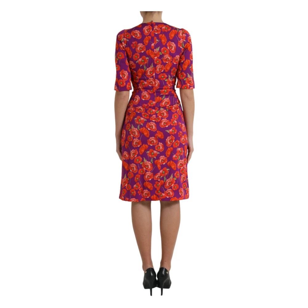Dolce & Gabbana Levendig Bloemig Charmeuse Jurk Multicolor Dames