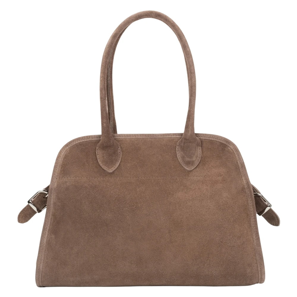 Estro Beige Satchel Handtas voor vrouwen gemaakt van Premium Italiaans Velours Beige Dames