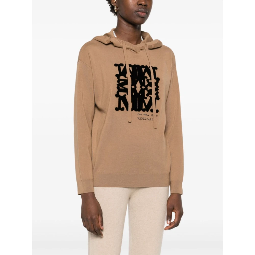 Max Mara Beige Sweater met Trekkoord Capuchon Beige Dames