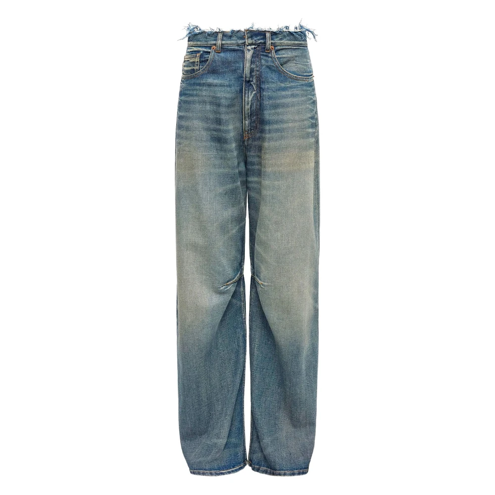 Mm6 Maison Margiela Women's Blue Frayed Denim Jeans