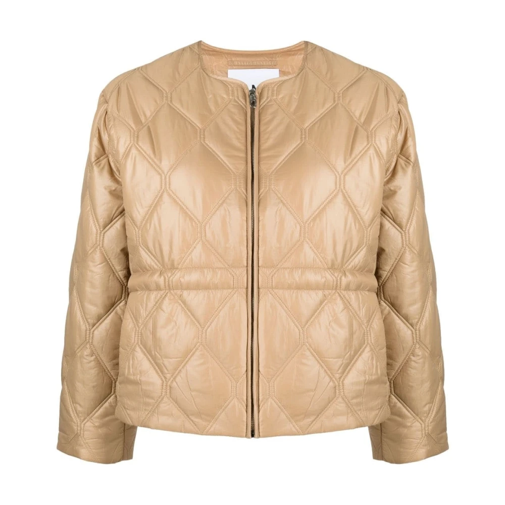 Ganni Beige Gewatteerd Donsjack Beige Dames