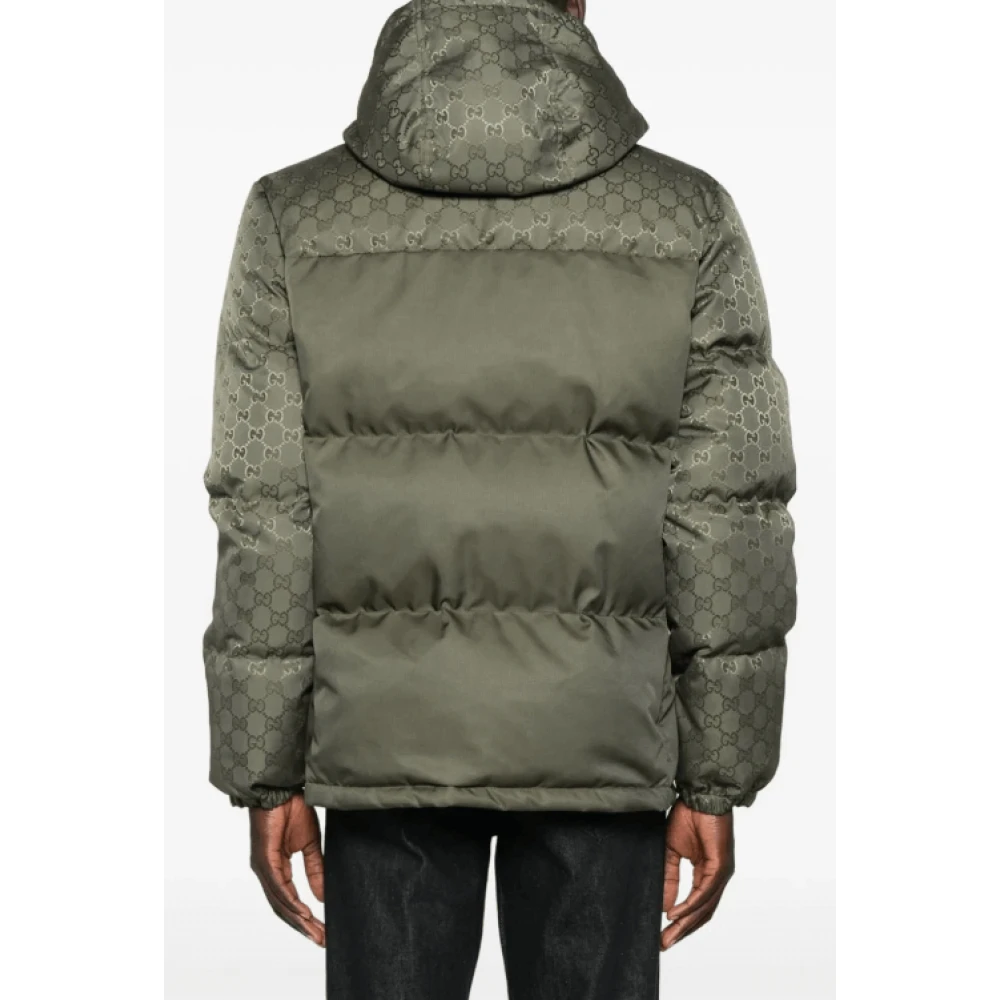 Gucci Canvas Puffer Jacket met Donsvulling Green Heren