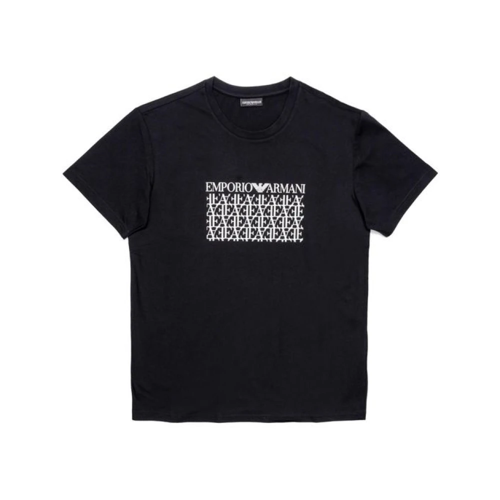 Emporio Armani Heren T-shirt van zwart en wit katoen Black Heren