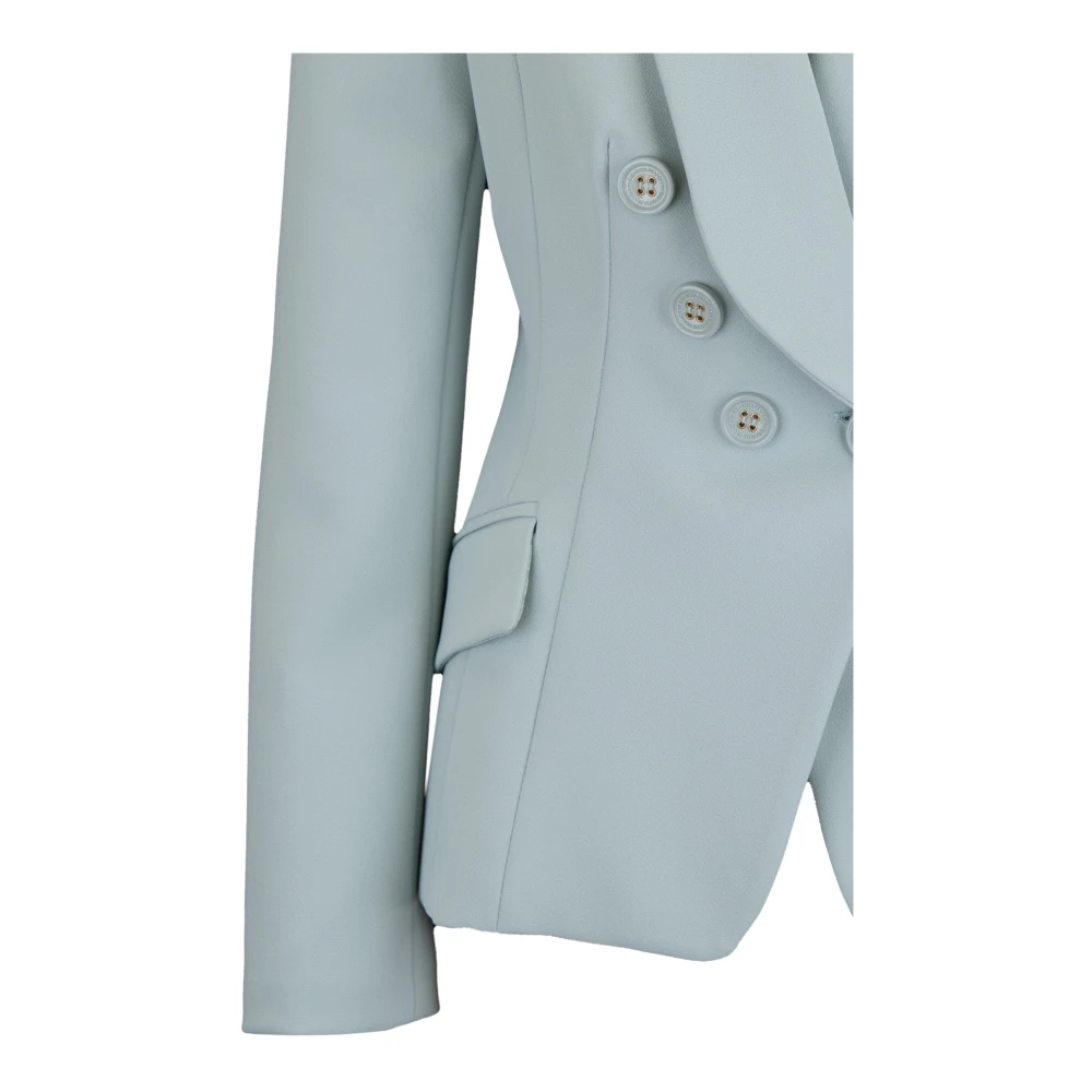 Elisabetta Franchi Diepe V-hals Geknoopte Blazer Blue Dames